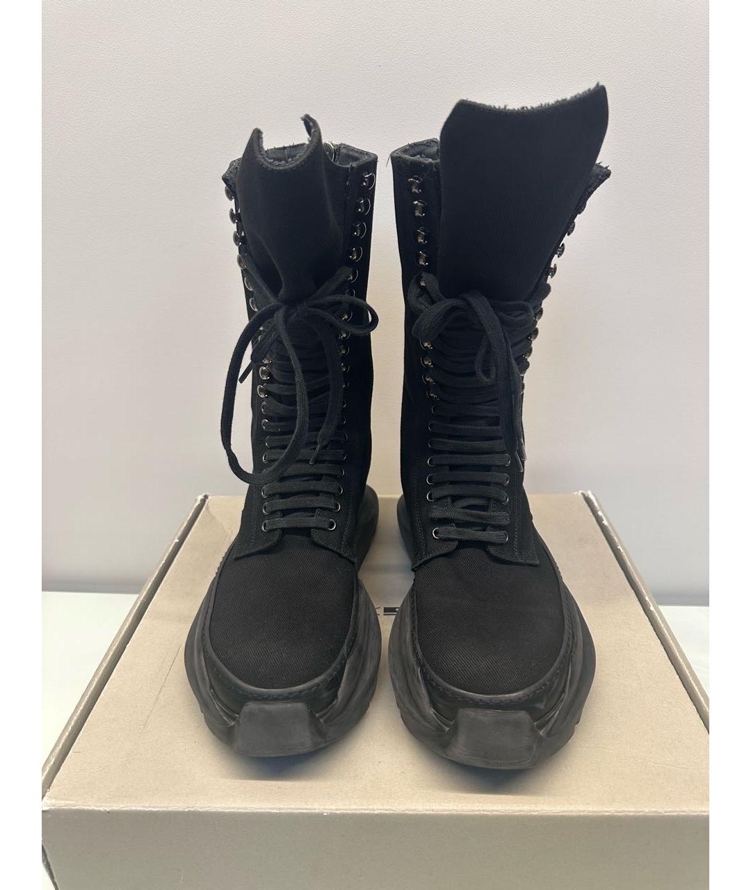 RICK OWENS DRKSHDW Черные текстильные высокие ботинки, фото 3
