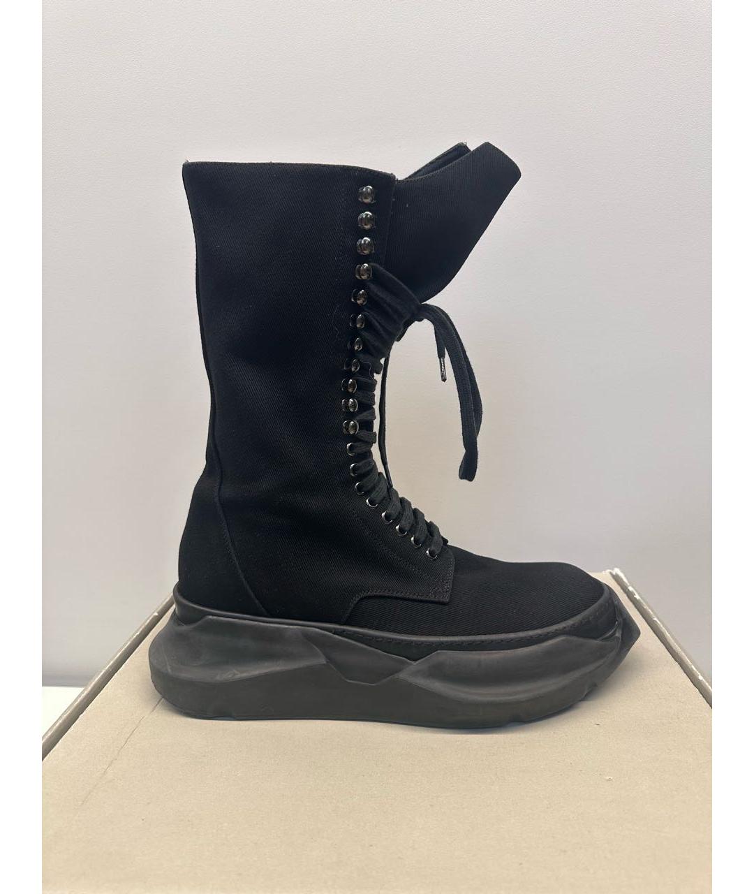 RICK OWENS DRKSHDW Черные текстильные высокие ботинки, фото 4