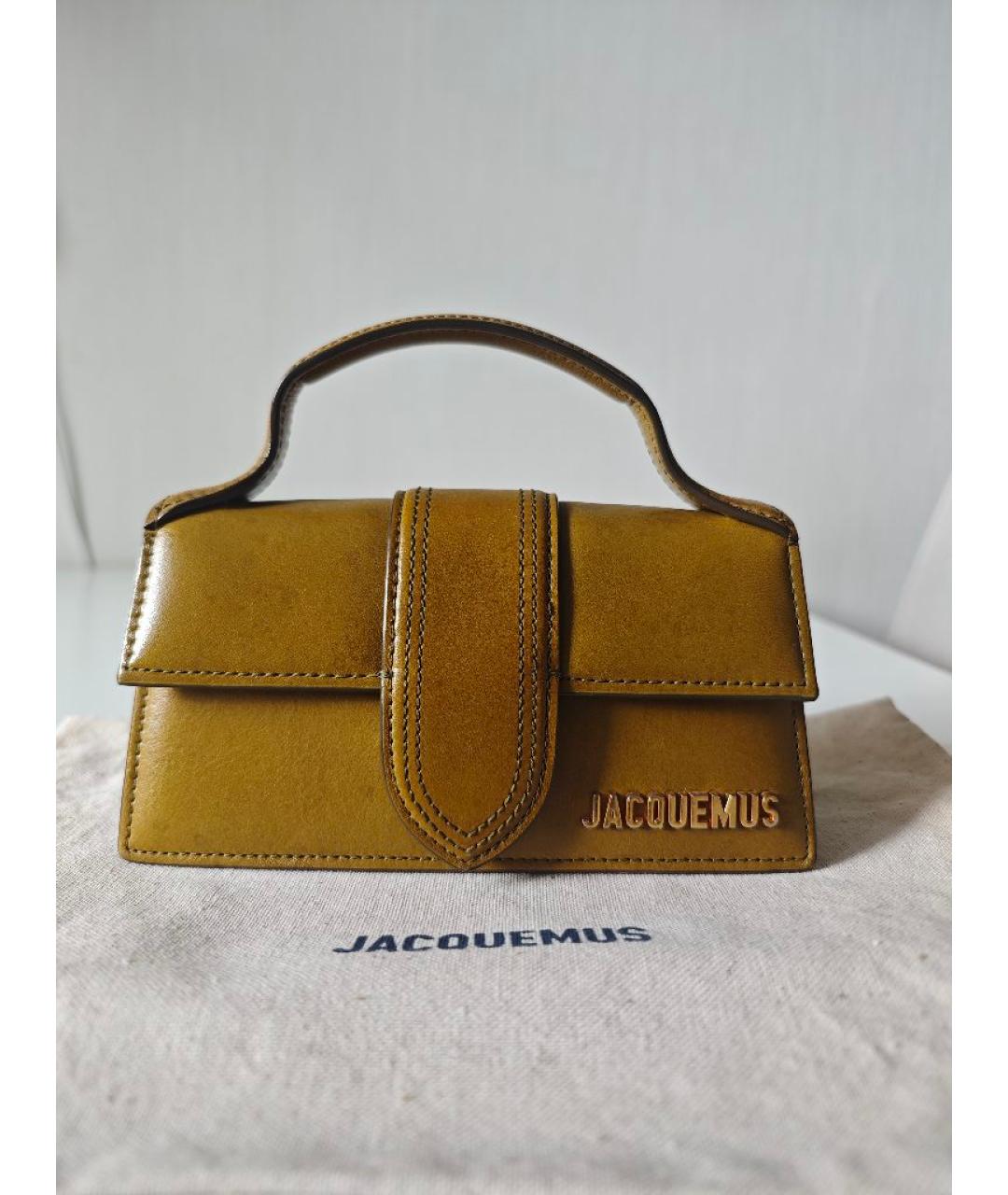 JACQUEMUS Горчичная кожаная сумка через плечо, фото 10
