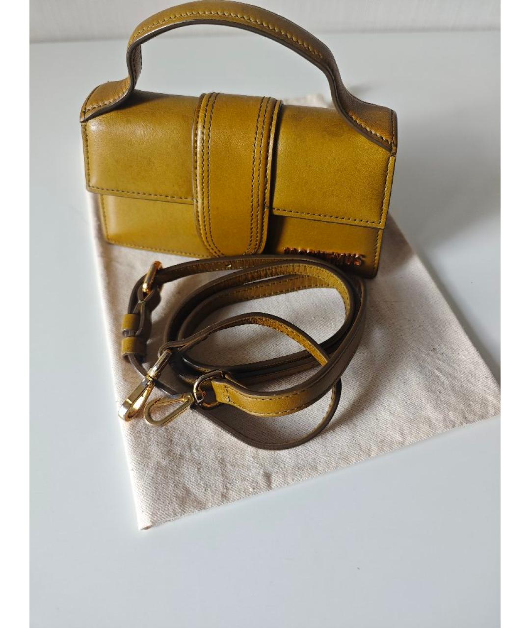 JACQUEMUS Горчичная кожаная сумка через плечо, фото 2