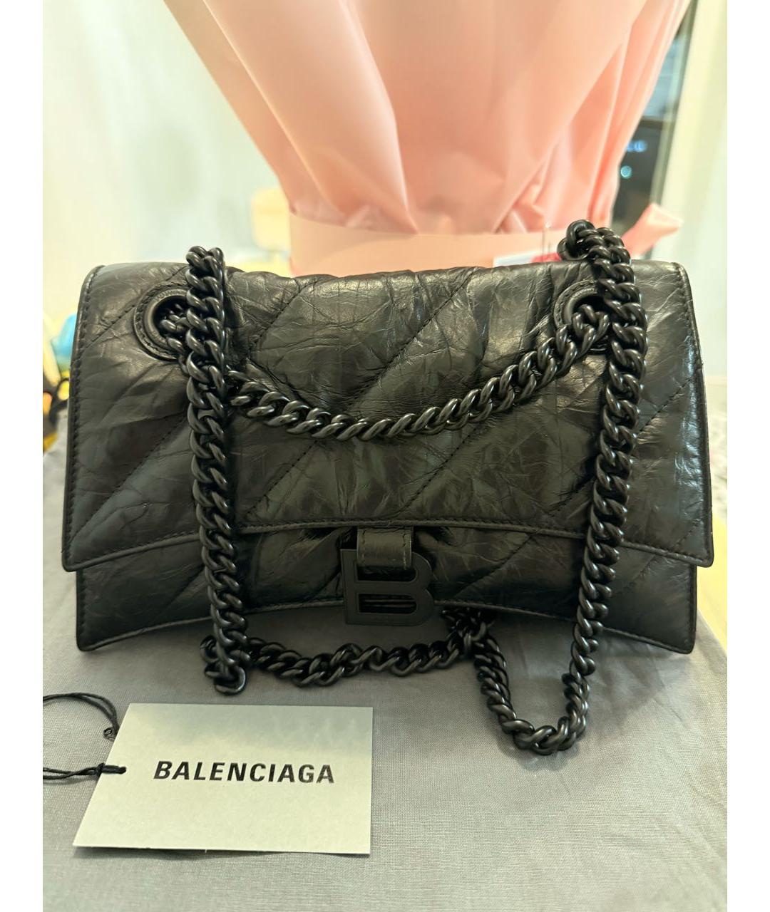BALENCIAGA Черная кожаная сумка через плечо, фото 5