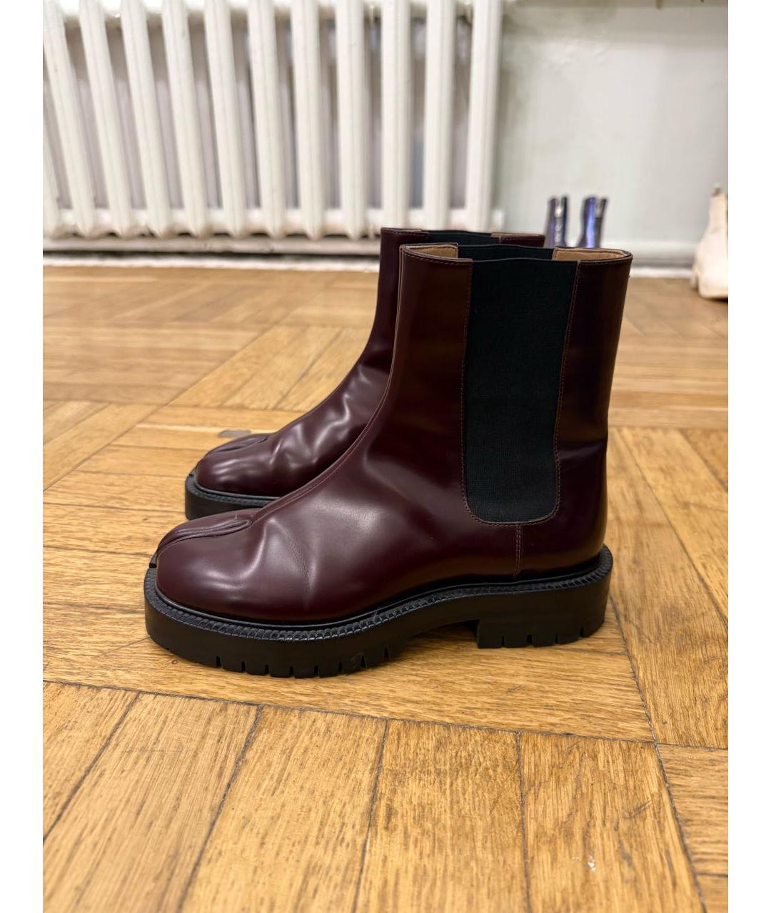 MAISON MARGIELA Бордовые кожаные ботинки, фото 6