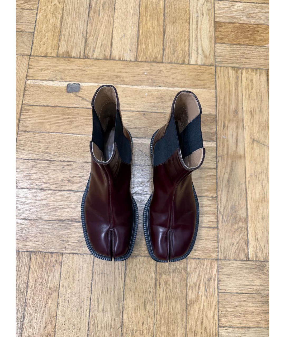 MAISON MARGIELA Бордовые кожаные ботинки, фото 3