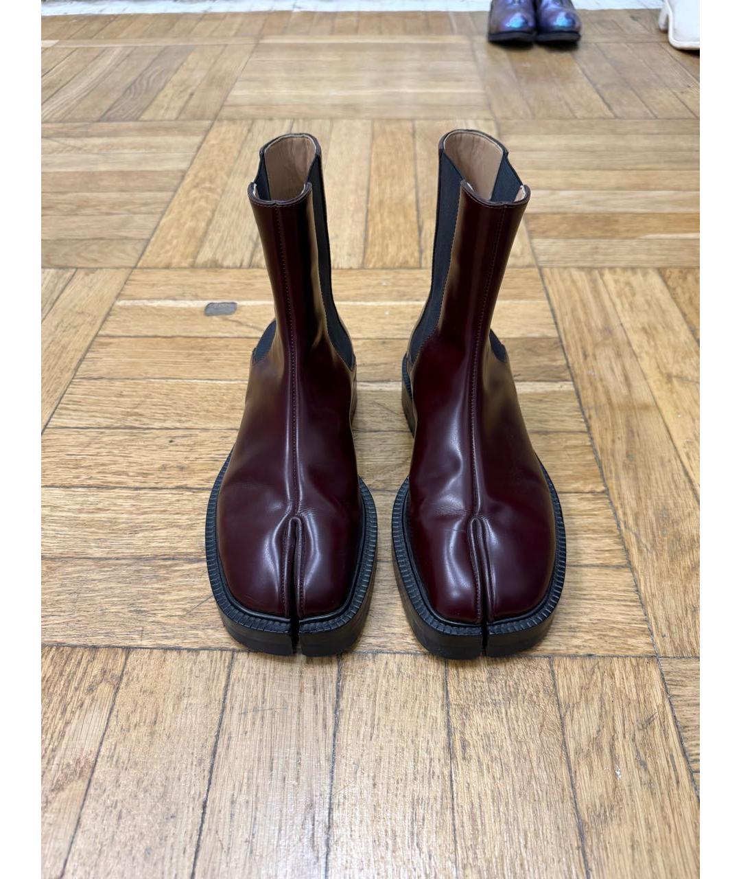 MAISON MARGIELA Бордовые кожаные ботинки, фото 2