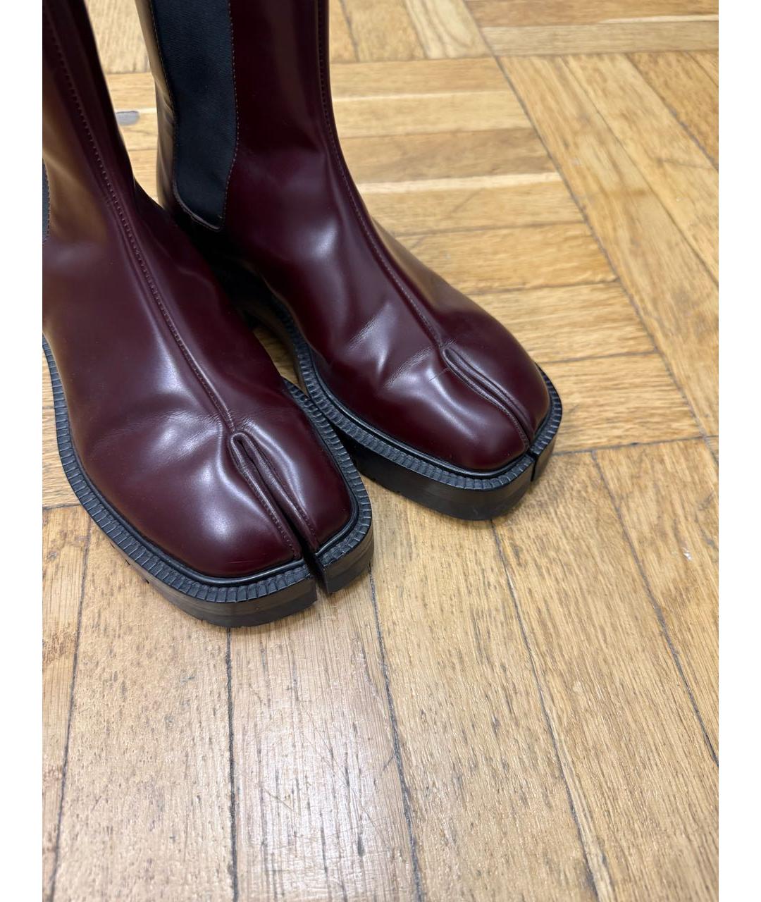 MAISON MARGIELA Бордовые кожаные ботинки, фото 5