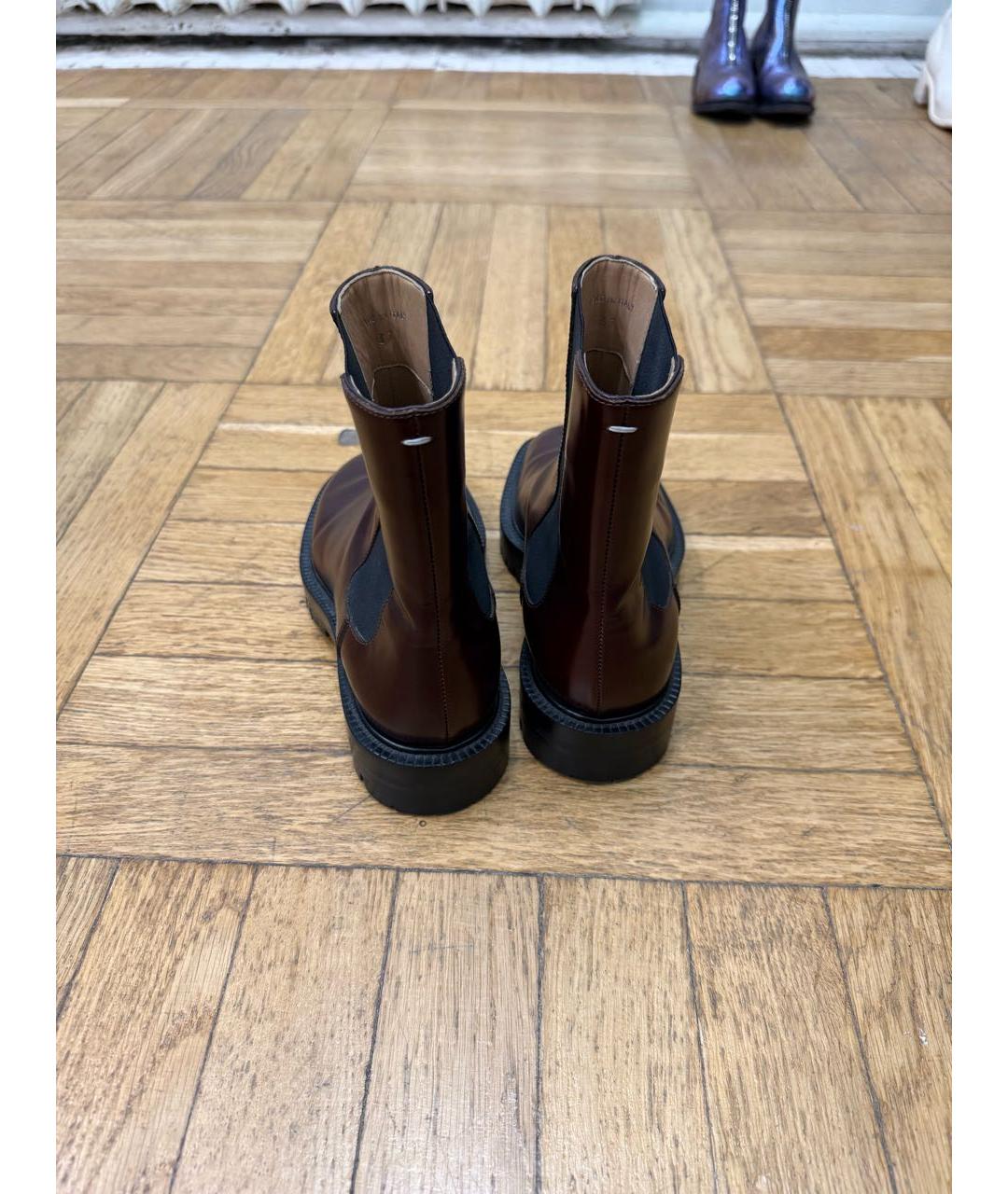 MAISON MARGIELA Бордовые кожаные ботинки, фото 4