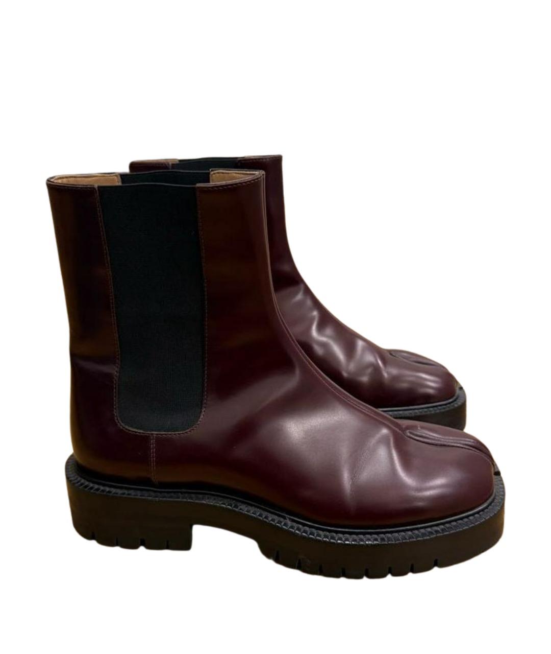 MAISON MARGIELA Бордовые кожаные ботинки, фото 1
