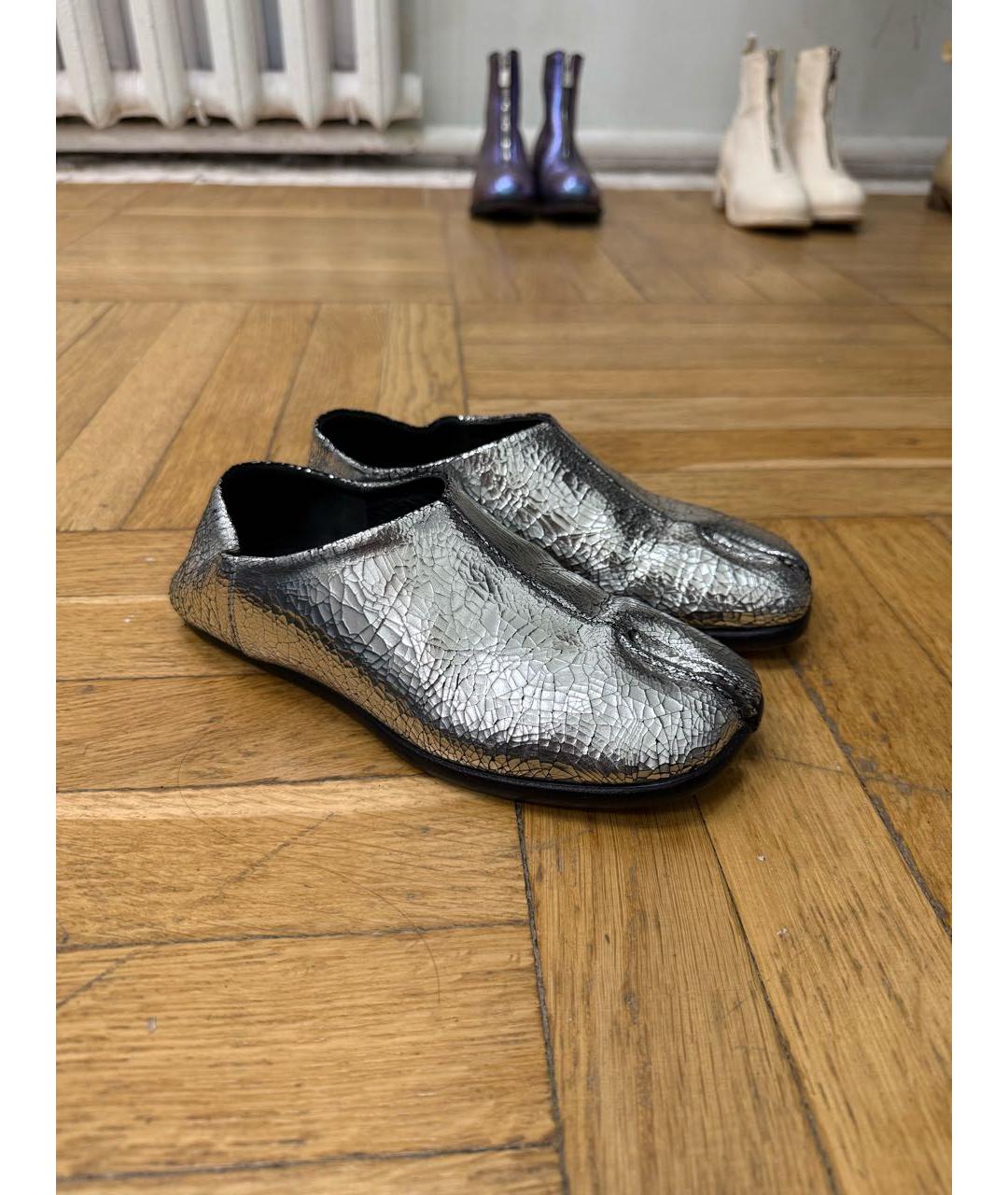 MAISON MARGIELA Серебряные кожаные лоферы, фото 7