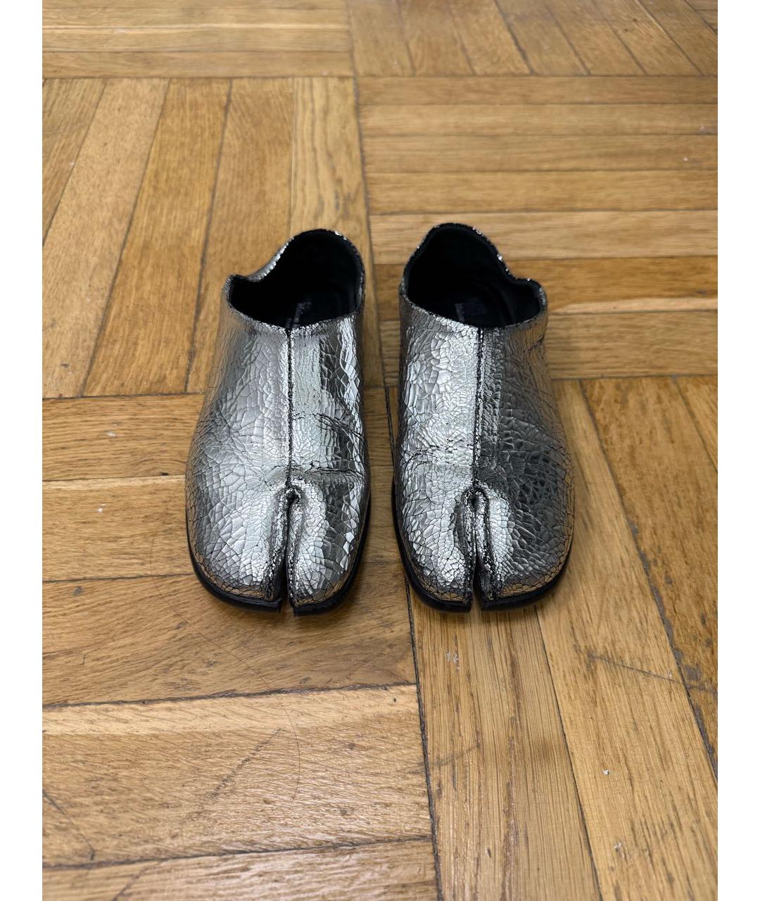 MAISON MARGIELA Серебряные кожаные лоферы, фото 2