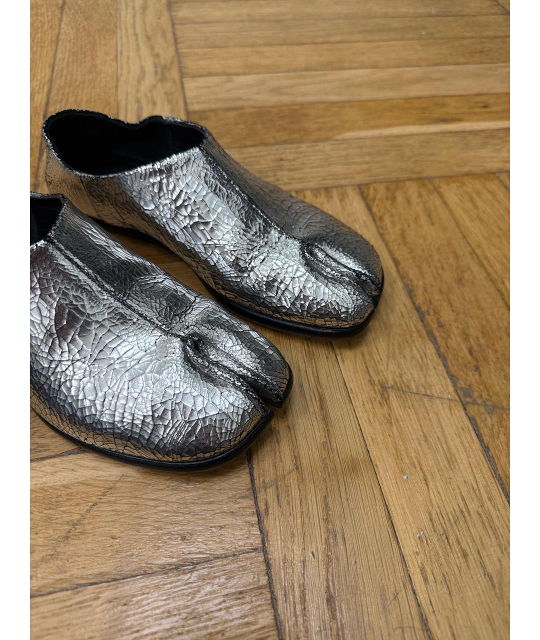 MAISON MARGIELA Серебряные кожаные лоферы, фото 5
