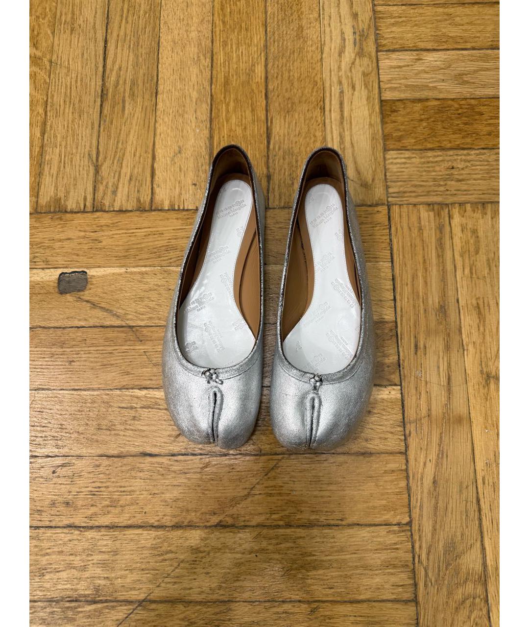 MAISON MARGIELA Серебряные кожаные балетки, фото 3
