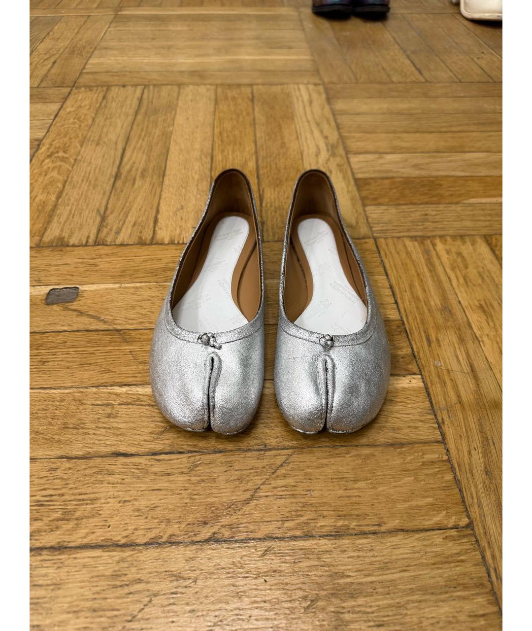 MAISON MARGIELA Серебряные кожаные балетки, фото 2