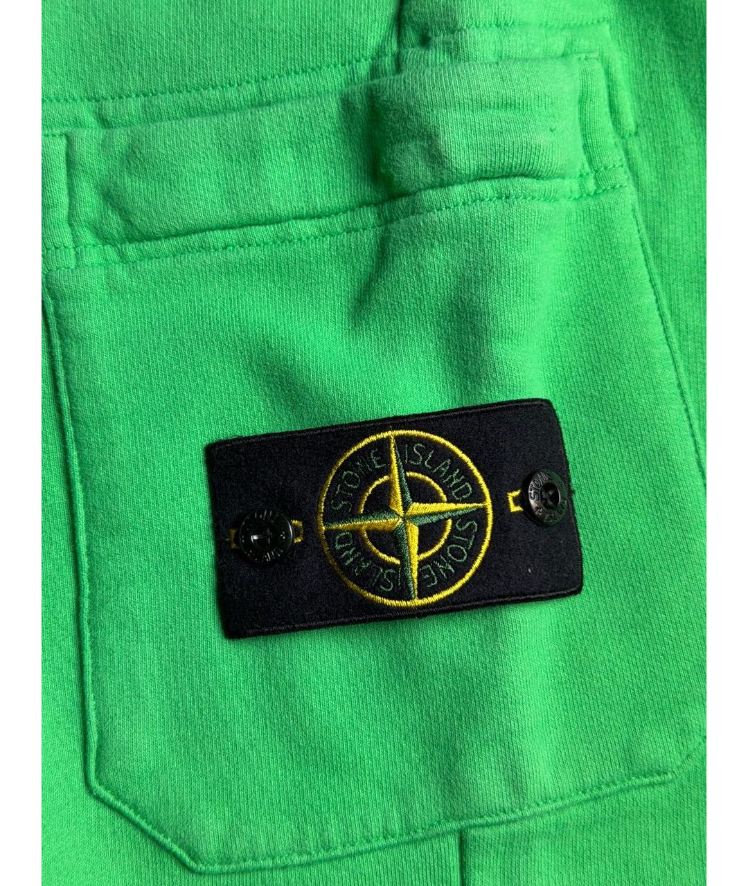 STONE ISLAND Зеленые хлопковые повседневные брюки, фото 4