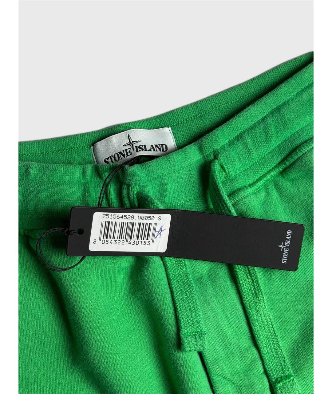 STONE ISLAND Зеленые хлопковые повседневные брюки, фото 3