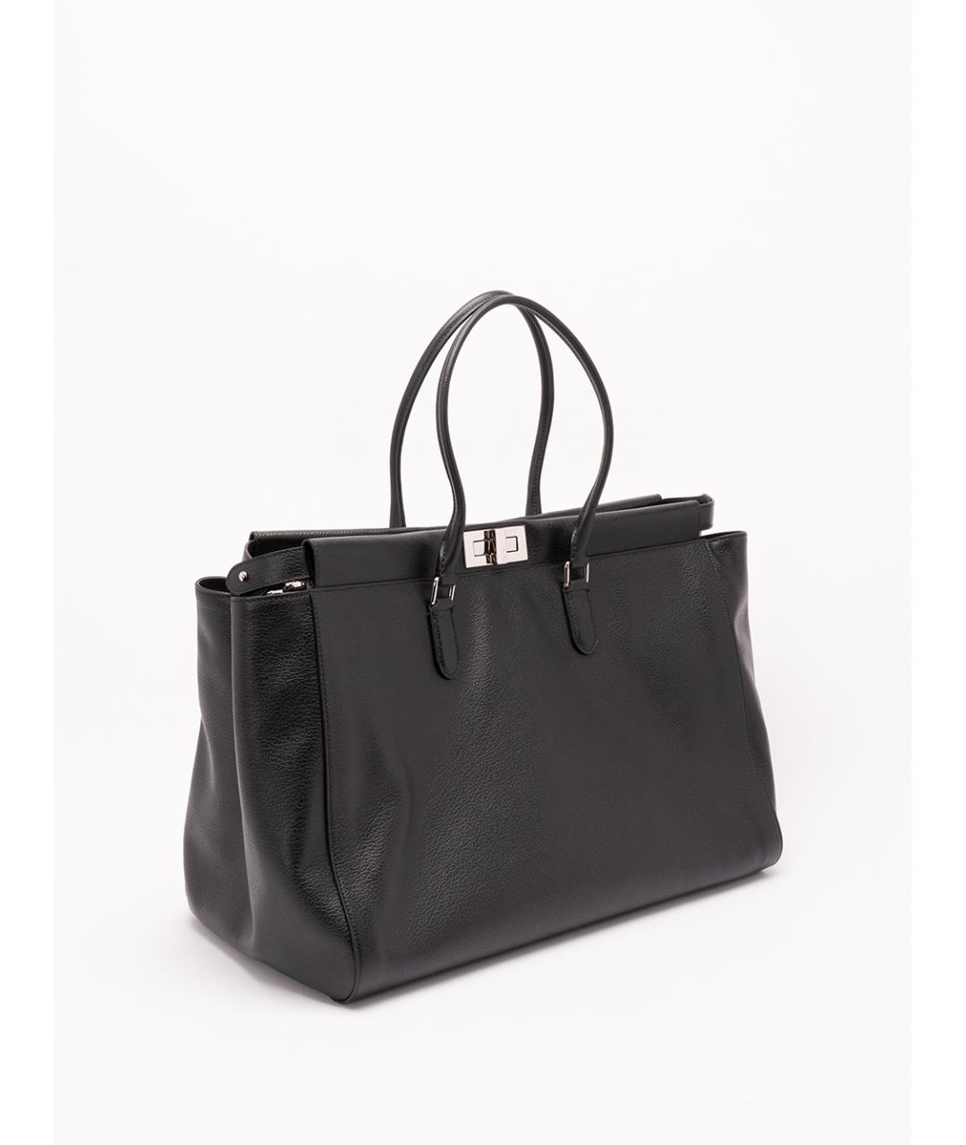 FENDI Черная кожаная сумка тоут, фото 3