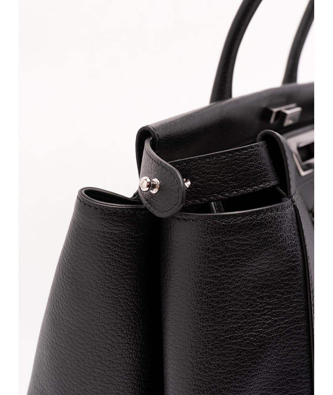 FENDI Черная кожаная сумка тоут, фото 5