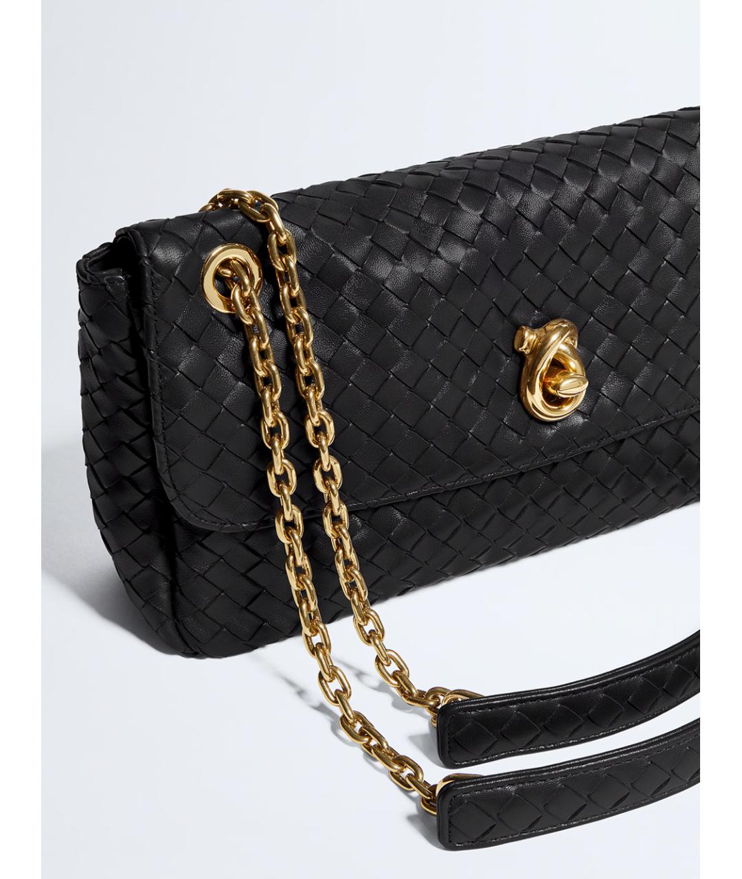 BOTTEGA VENETA Черная кожаная сумка через плечо, фото 4