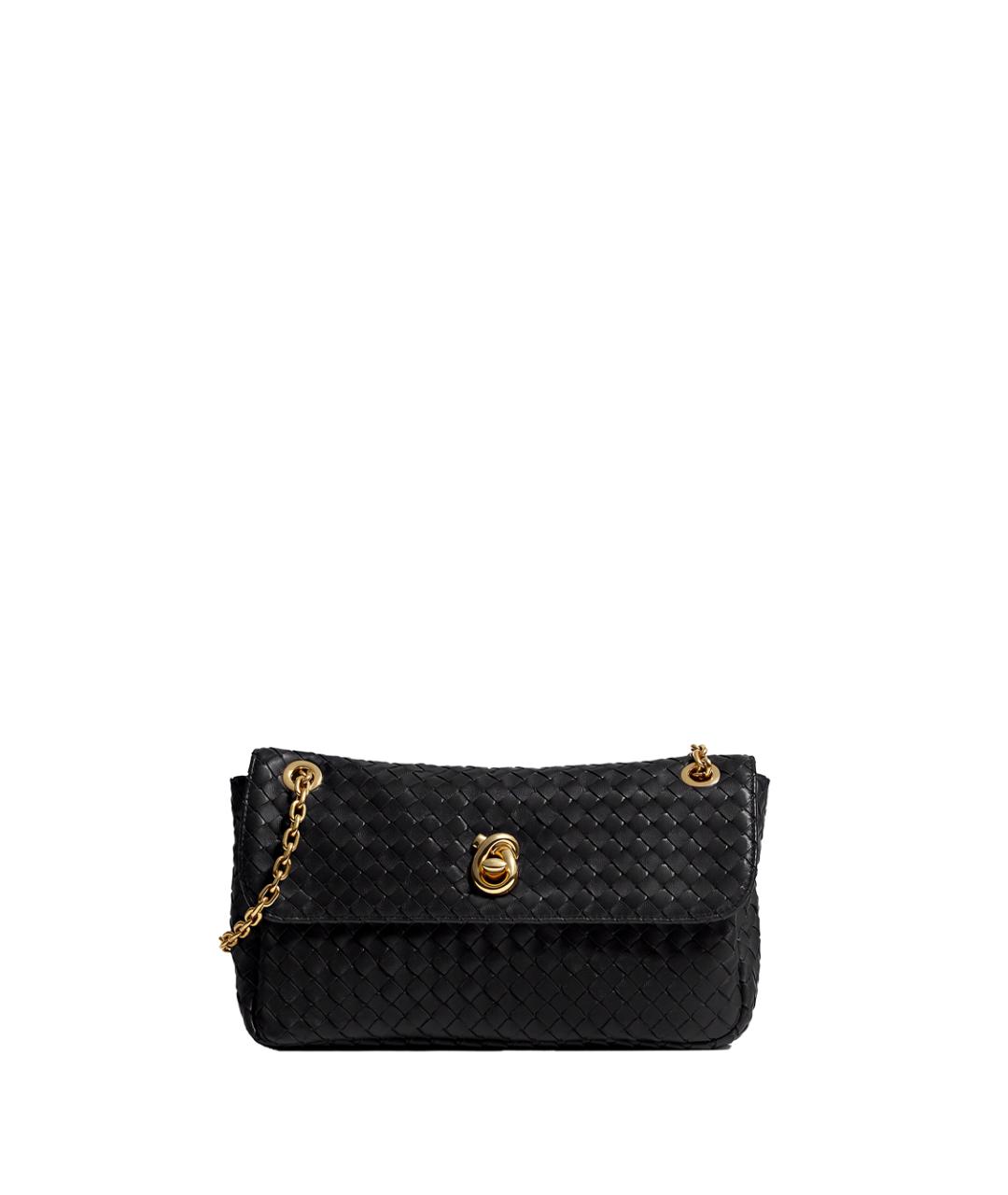 BOTTEGA VENETA Черная кожаная сумка через плечо, фото 1