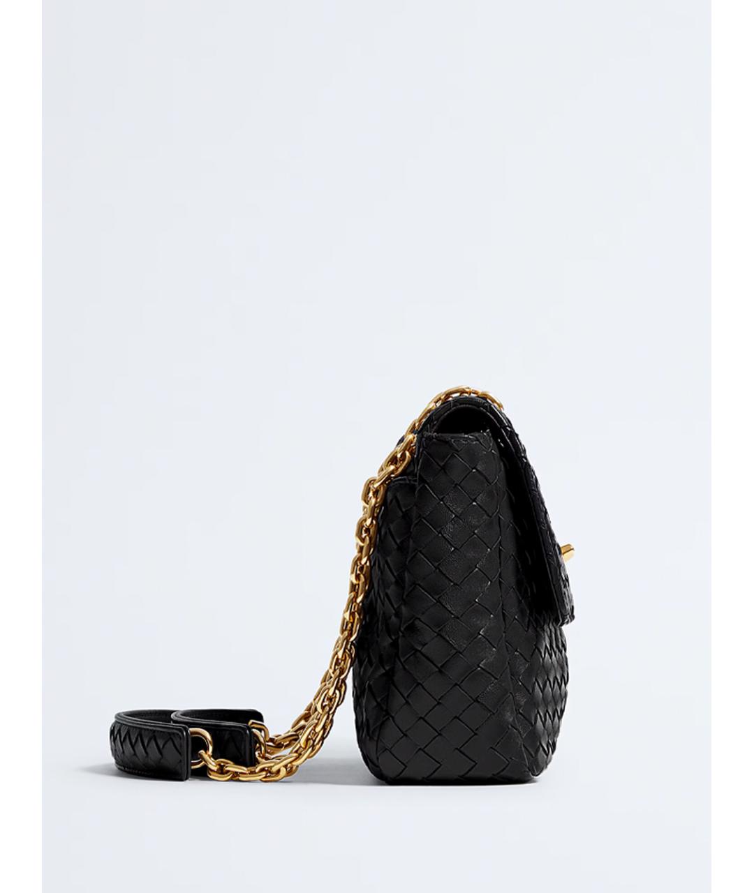 BOTTEGA VENETA Черная кожаная сумка через плечо, фото 3
