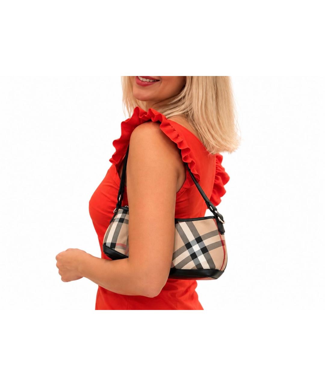 BURBERRY Бежевая кожаная сумка с короткими ручками, фото 5