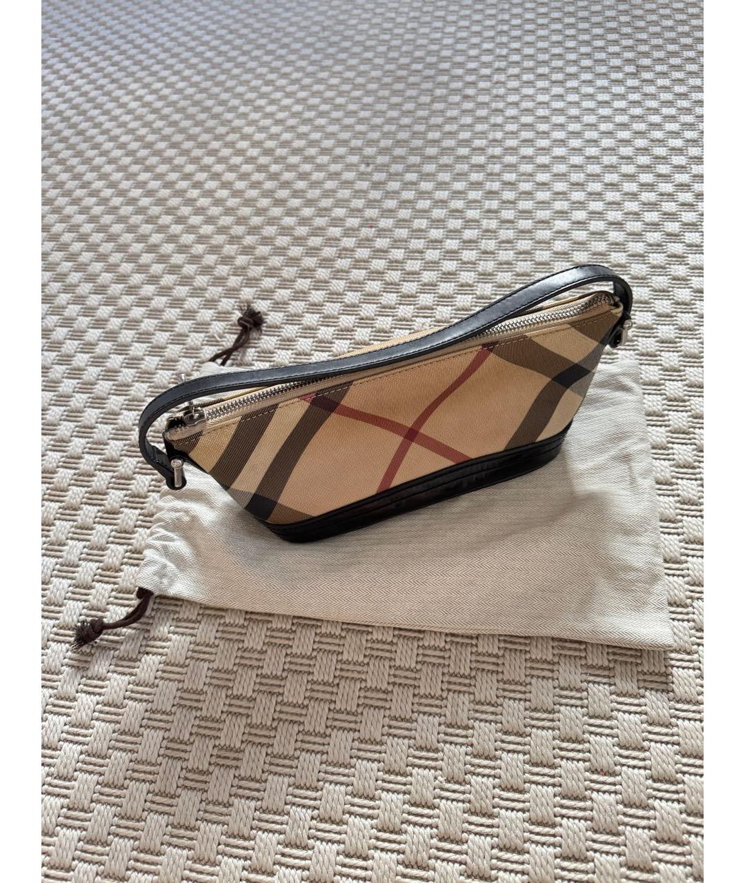 BURBERRY Бежевая кожаная сумка с короткими ручками, фото 2