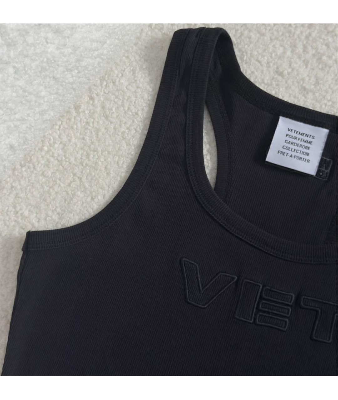 VETEMENTS Черная хлопковая майка, фото 3