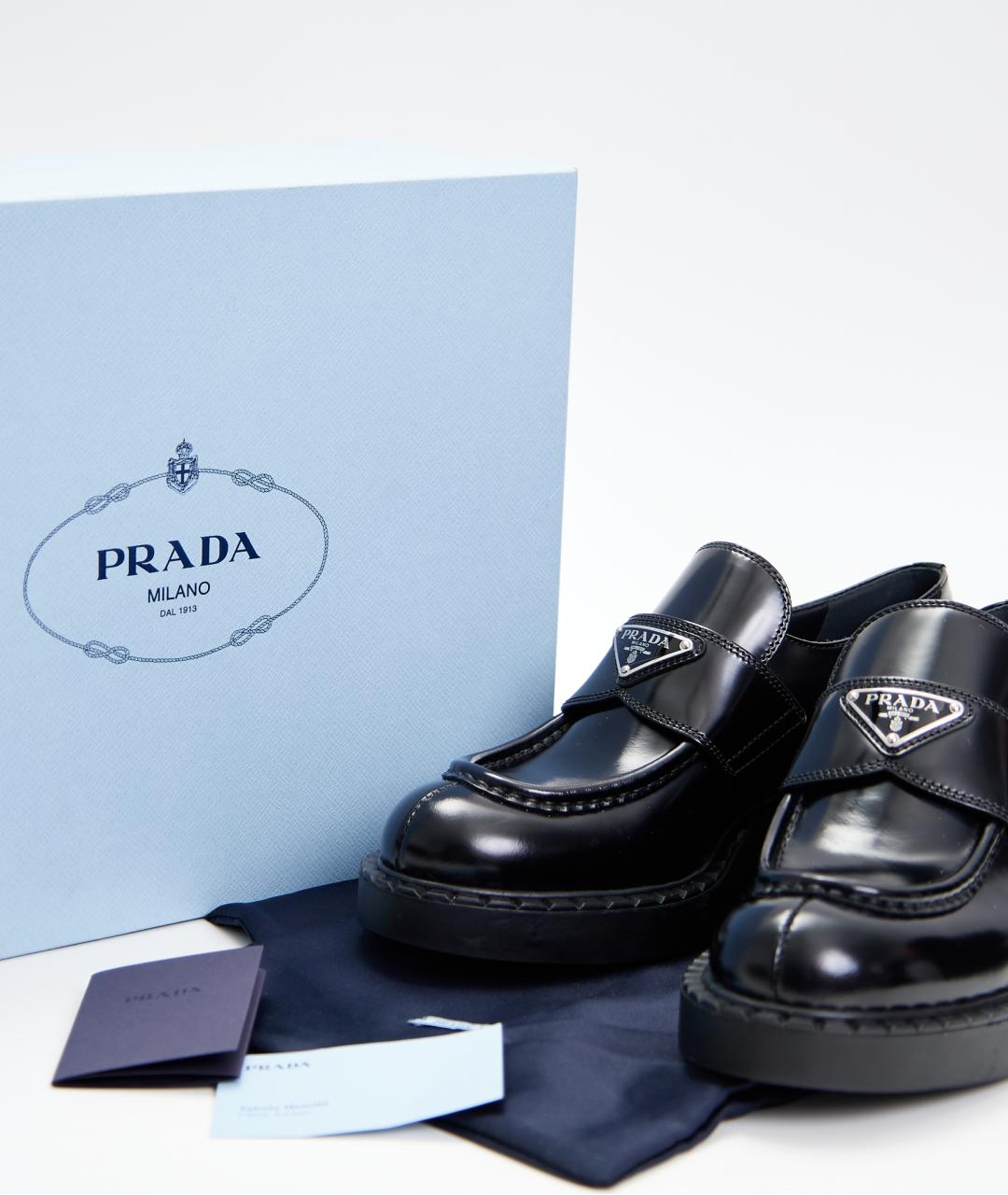PRADA Черные кожаные лоферы, фото 5