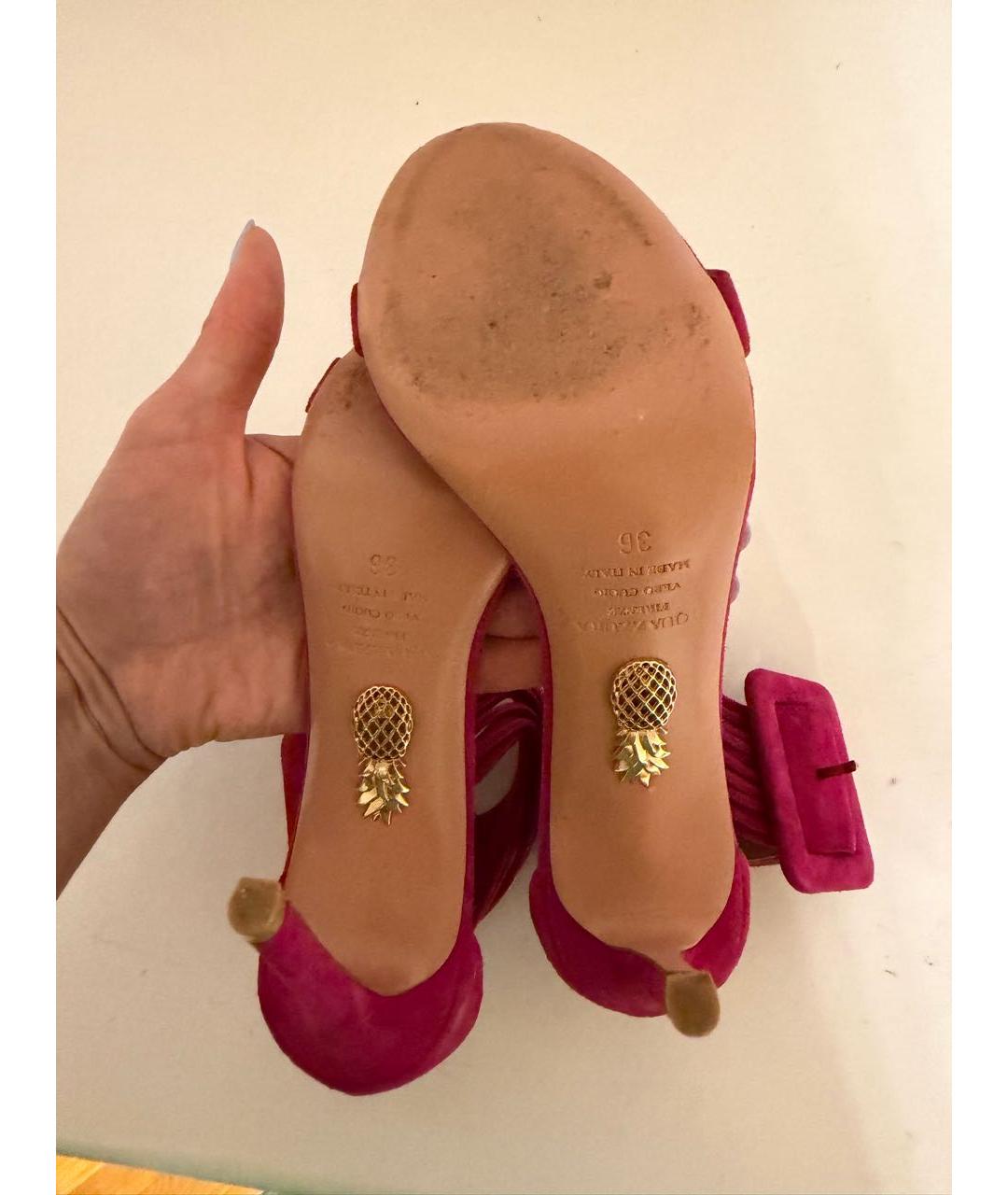 AQUAZZURA Фуксия замшевые босоножки, фото 4
