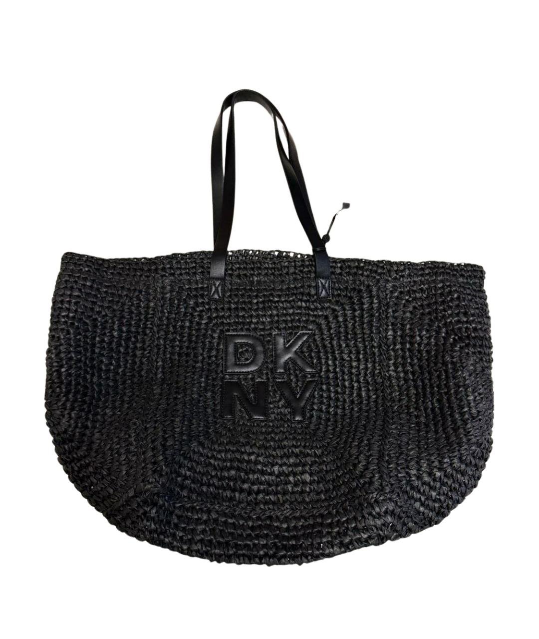 DKNY Черная рафиевая пляжная сумка, фото 1