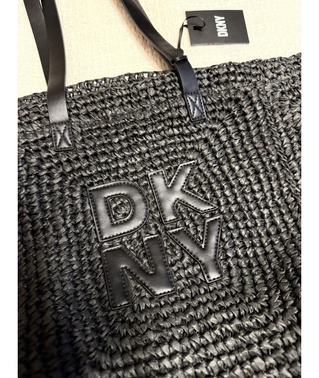 DKNY Черная рафиевая пляжная сумка, фото 2