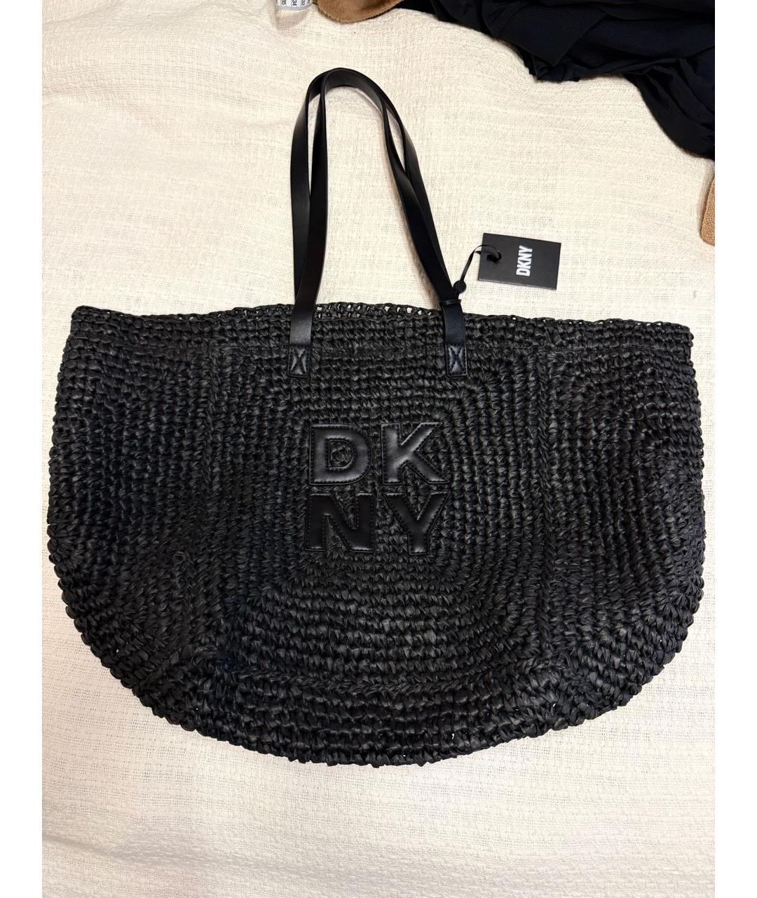 DKNY Черная рафиевая пляжная сумка, фото 5