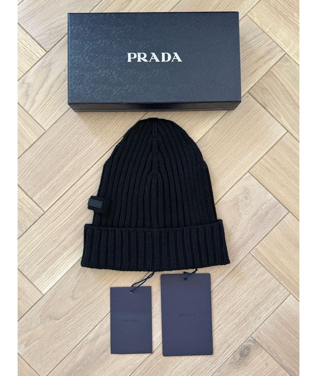 PRADA Черная шерстяная шапка, фото 8