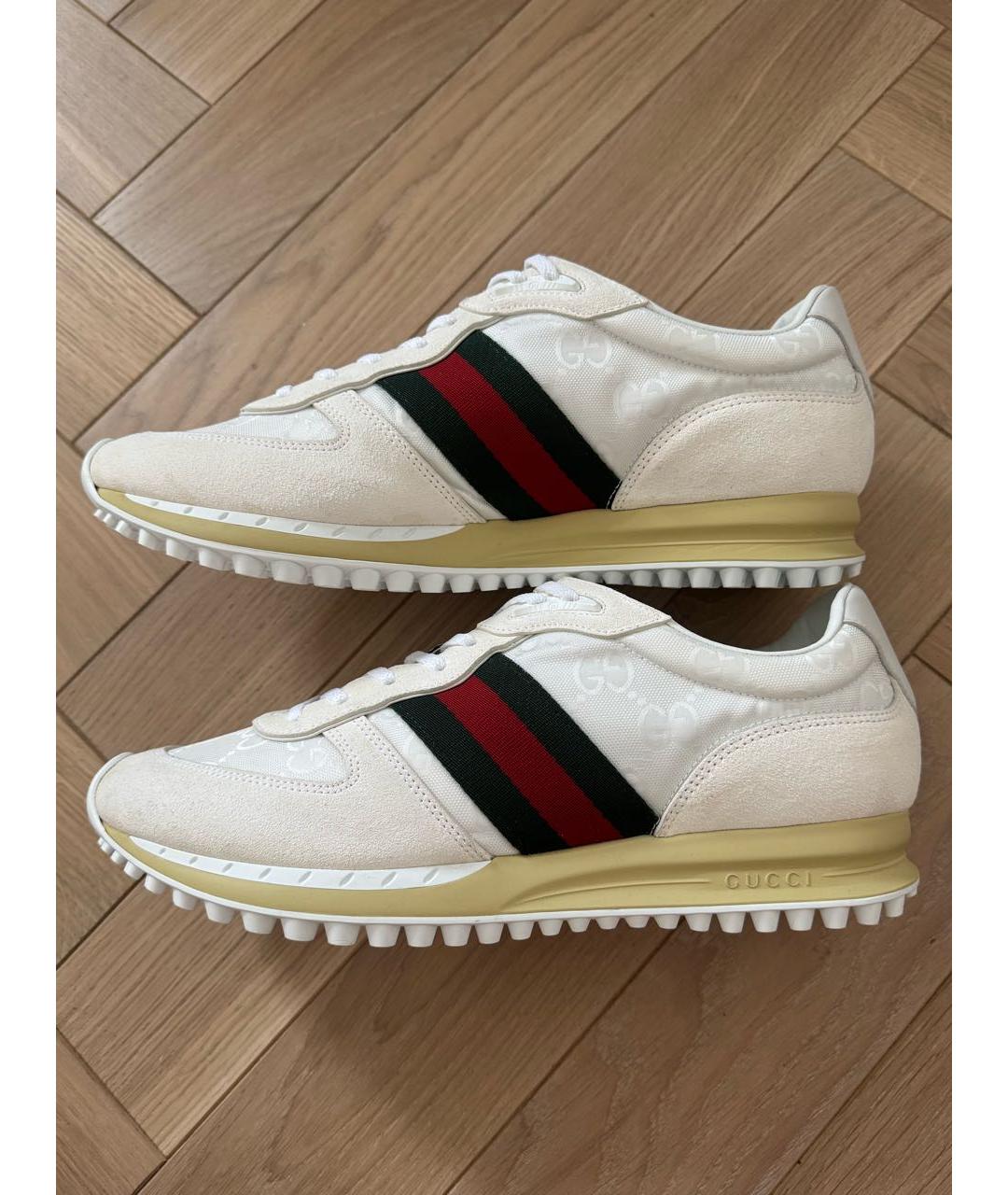 GUCCI Бежевые замшевые низкие кроссовки / кеды, фото 9
