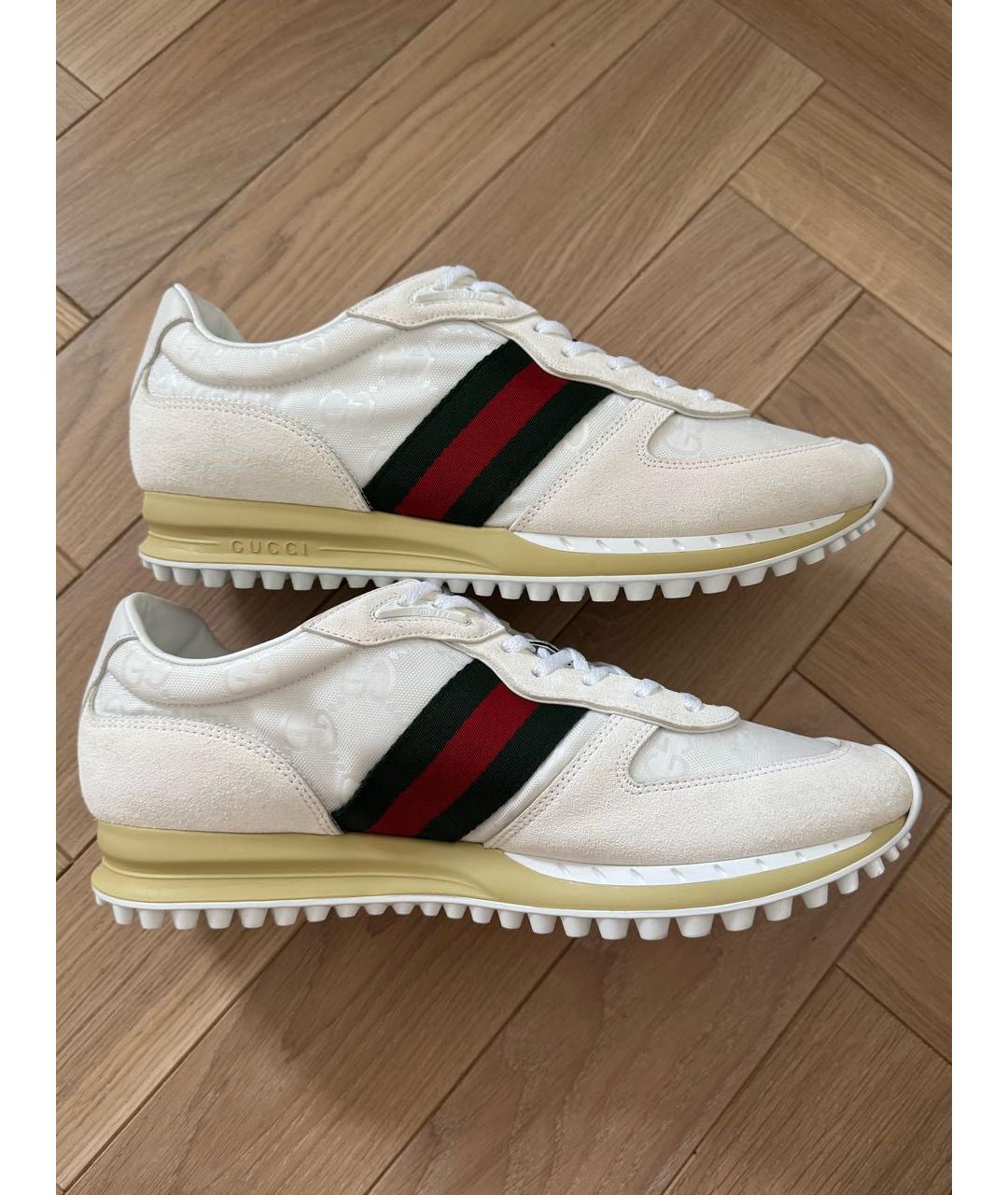 GUCCI Бежевые замшевые низкие кроссовки / кеды, фото 5
