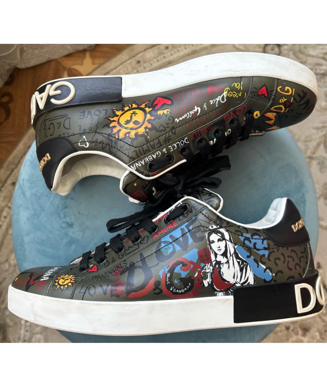 DOLCE&GABBANA Мульти кожаные низкие кроссовки / кеды, фото 6