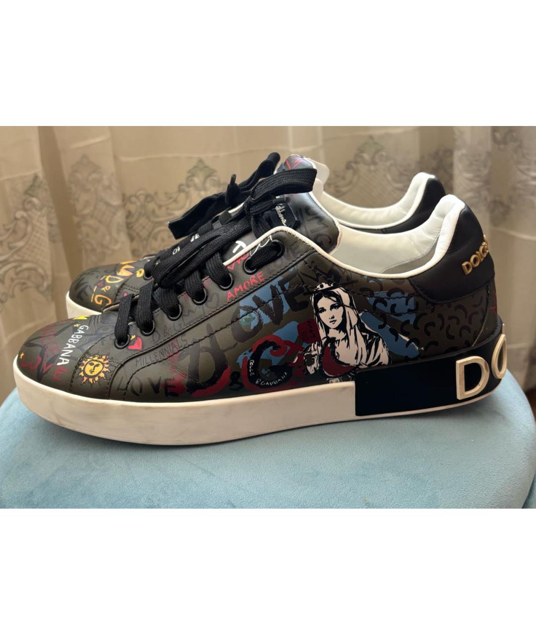 DOLCE&GABBANA Мульти кожаные низкие кроссовки / кеды, фото 9