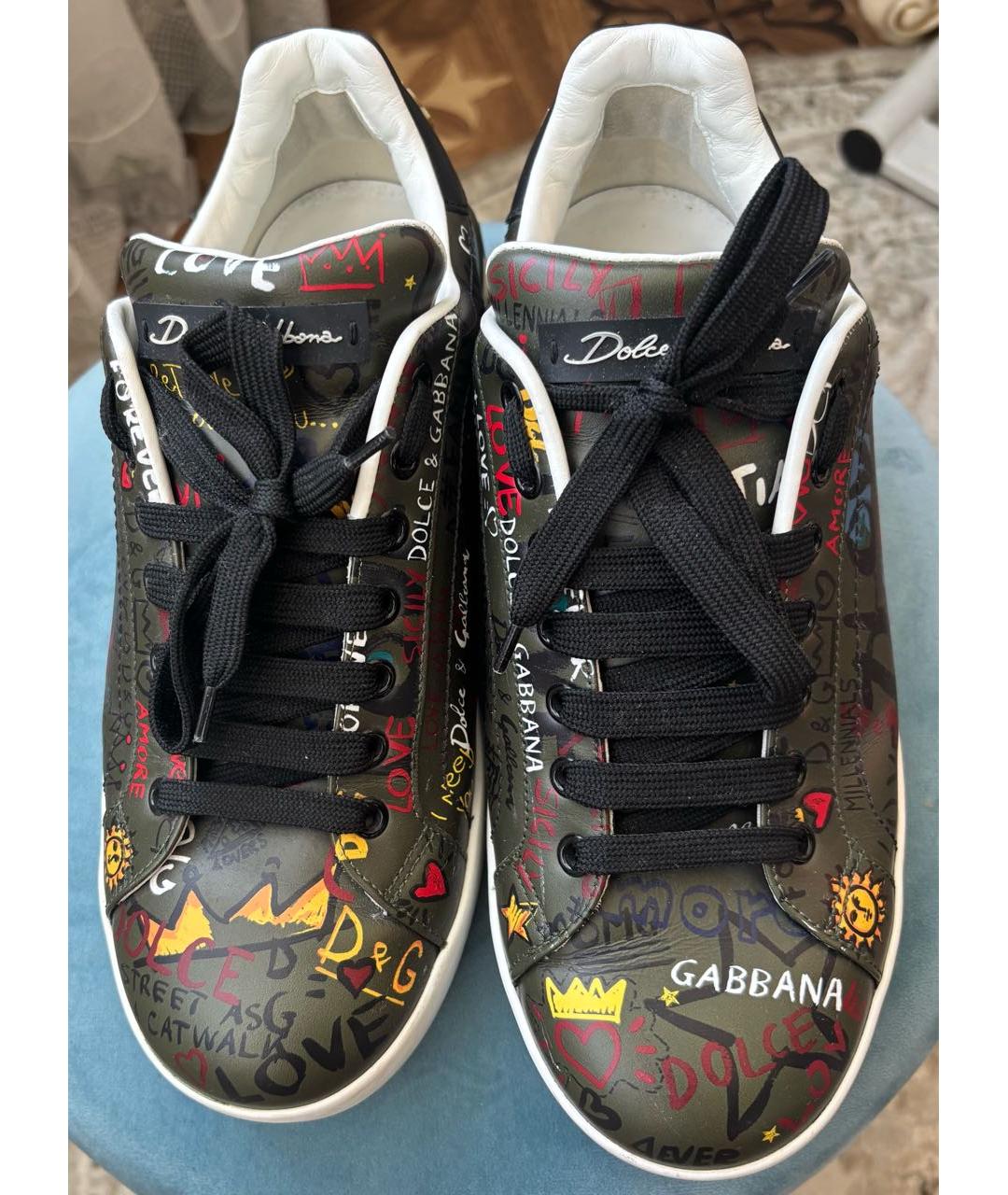 DOLCE&GABBANA Мульти кожаные низкие кроссовки / кеды, фото 2