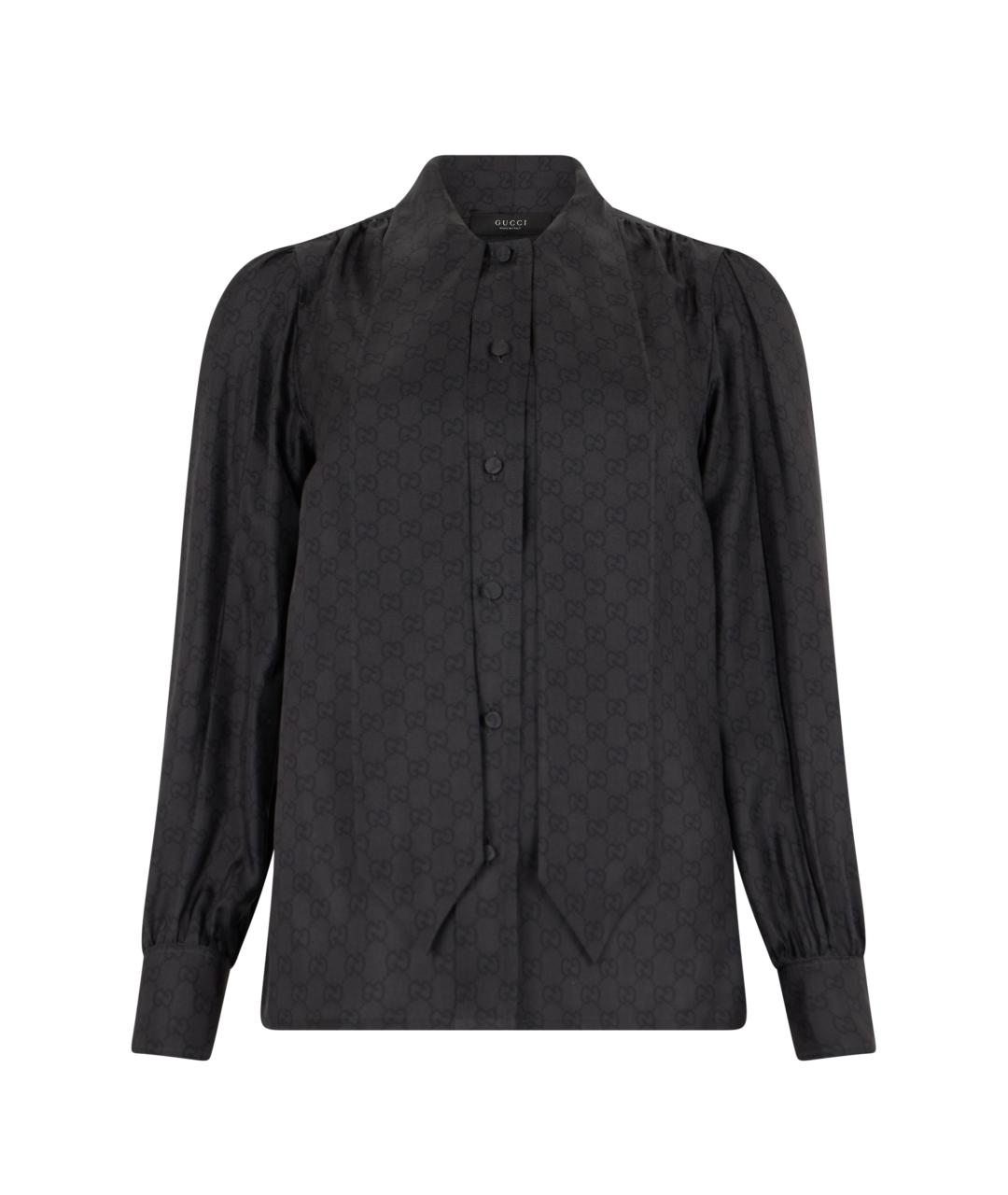 GUCCI Черная шелковая рубашка, фото 1