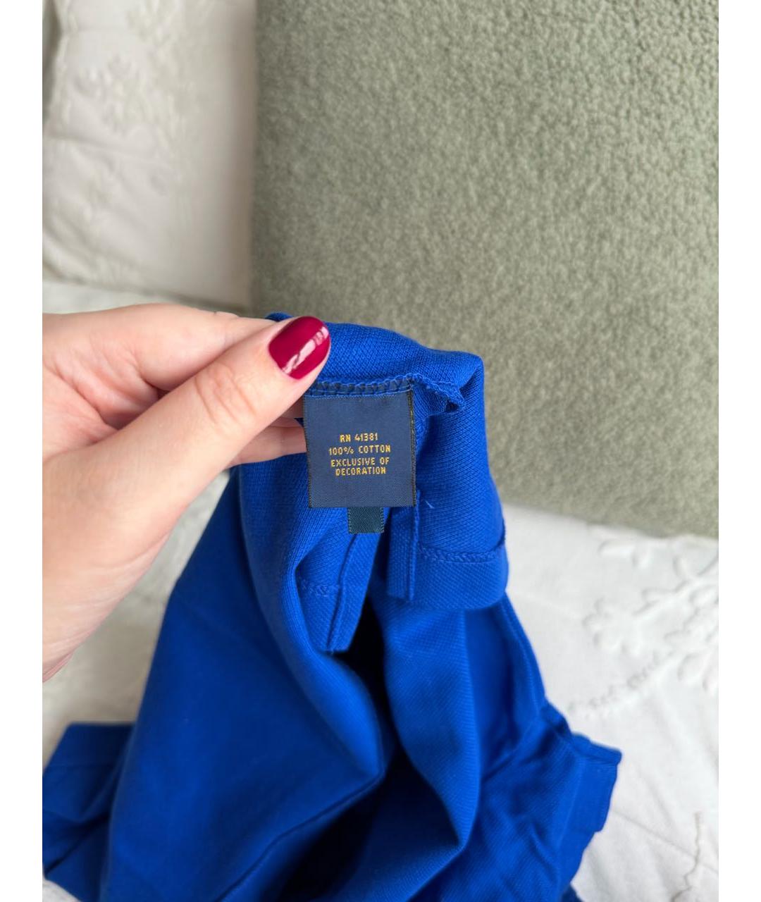 POLO RALPH LAUREN Синяя хлопковая футболка, фото 5