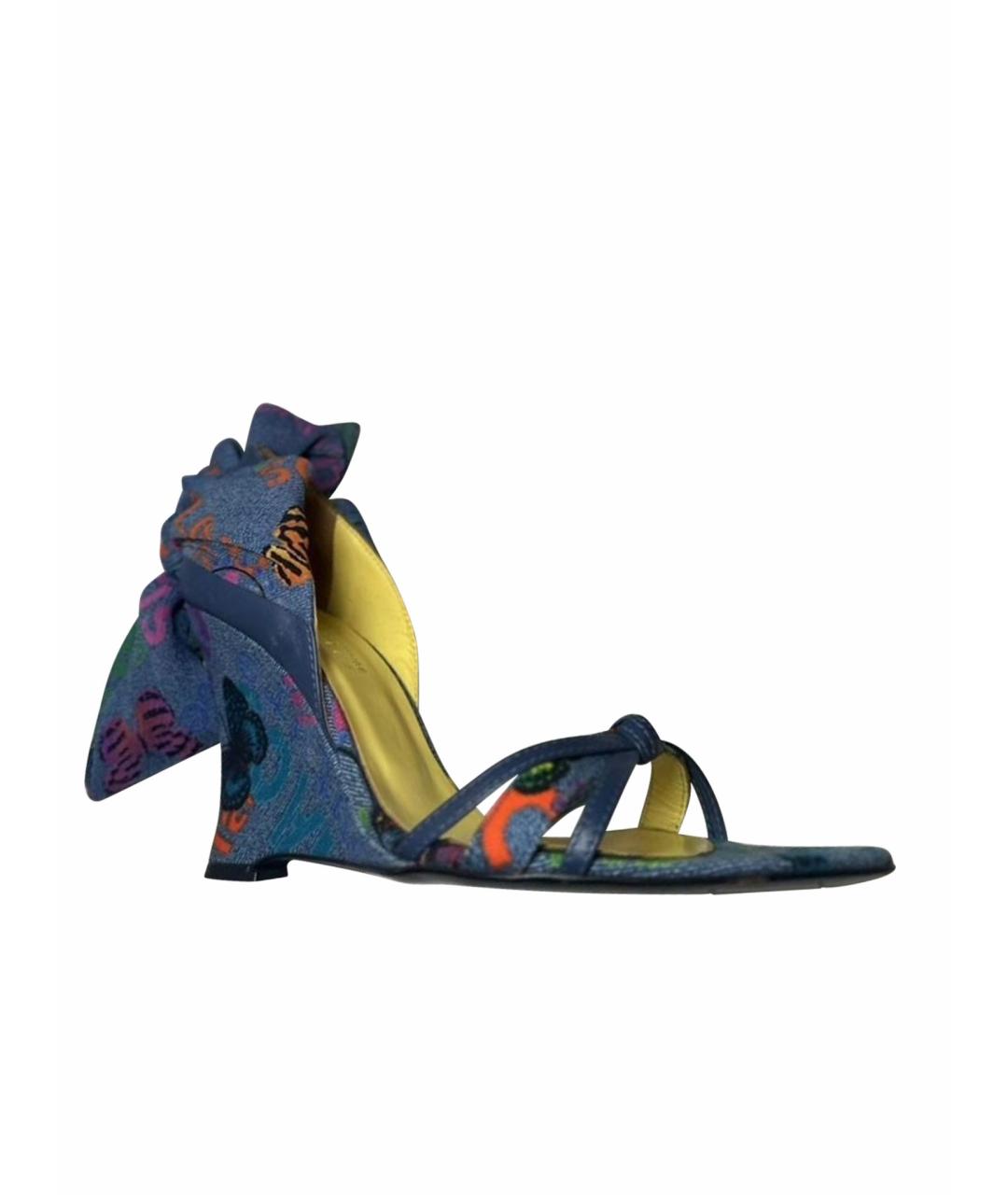 VERSACE JEANS COUTURE Синие текстильные босоножки, фото 7