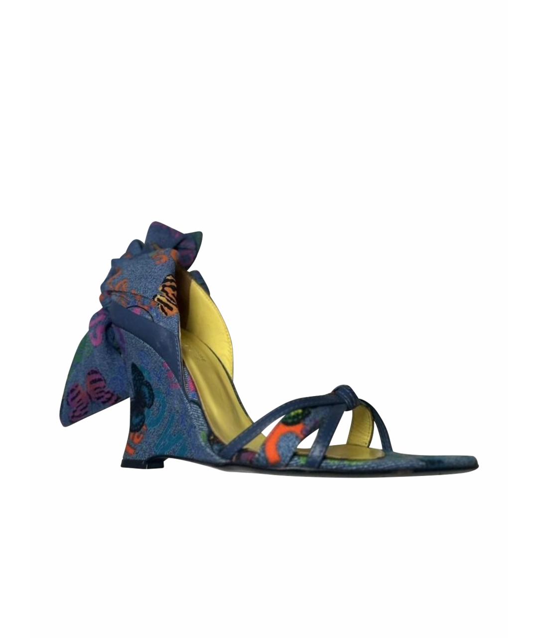 VERSACE JEANS COUTURE Синие текстильные босоножки, фото 1