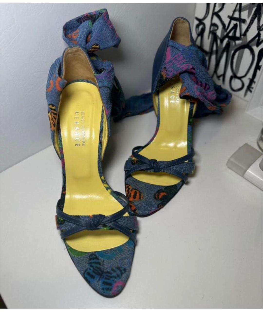 VERSACE JEANS COUTURE Синие текстильные босоножки, фото 3