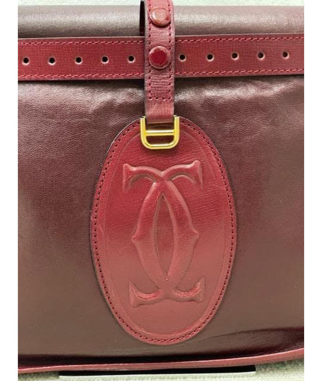 CARTIER Бордовая кожаная сумка на плечо, фото 3