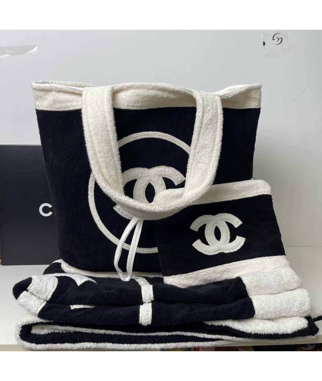 CHANEL Черная тканевая пляжная сумка, фото 2