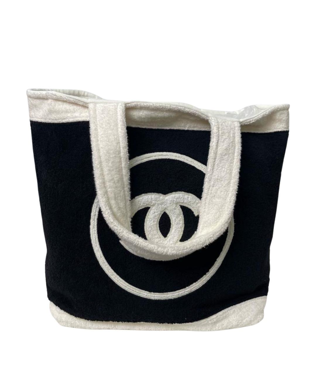 CHANEL Черная тканевая пляжная сумка, фото 1