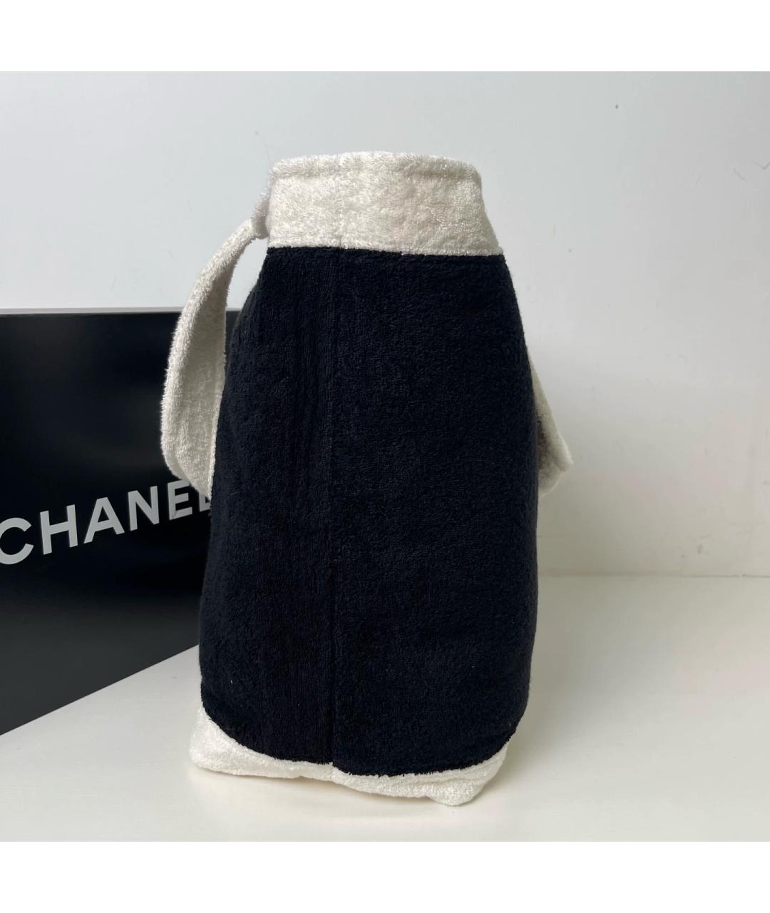 CHANEL Черная тканевая пляжная сумка, фото 4