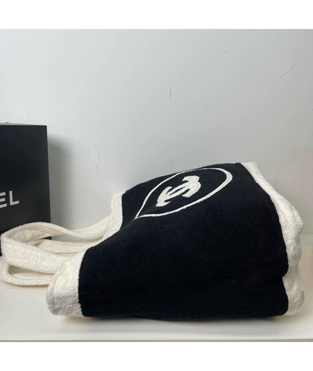 CHANEL Черная тканевая пляжная сумка, фото 7