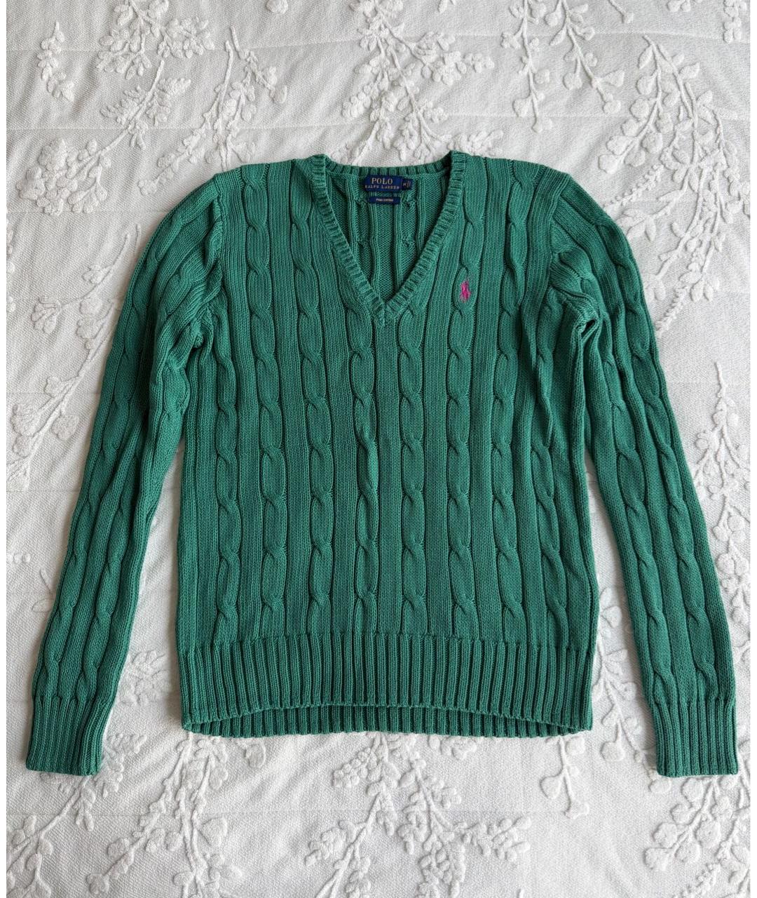 POLO RALPH LAUREN Зеленый хлопковый джемпер / свитер, фото 6