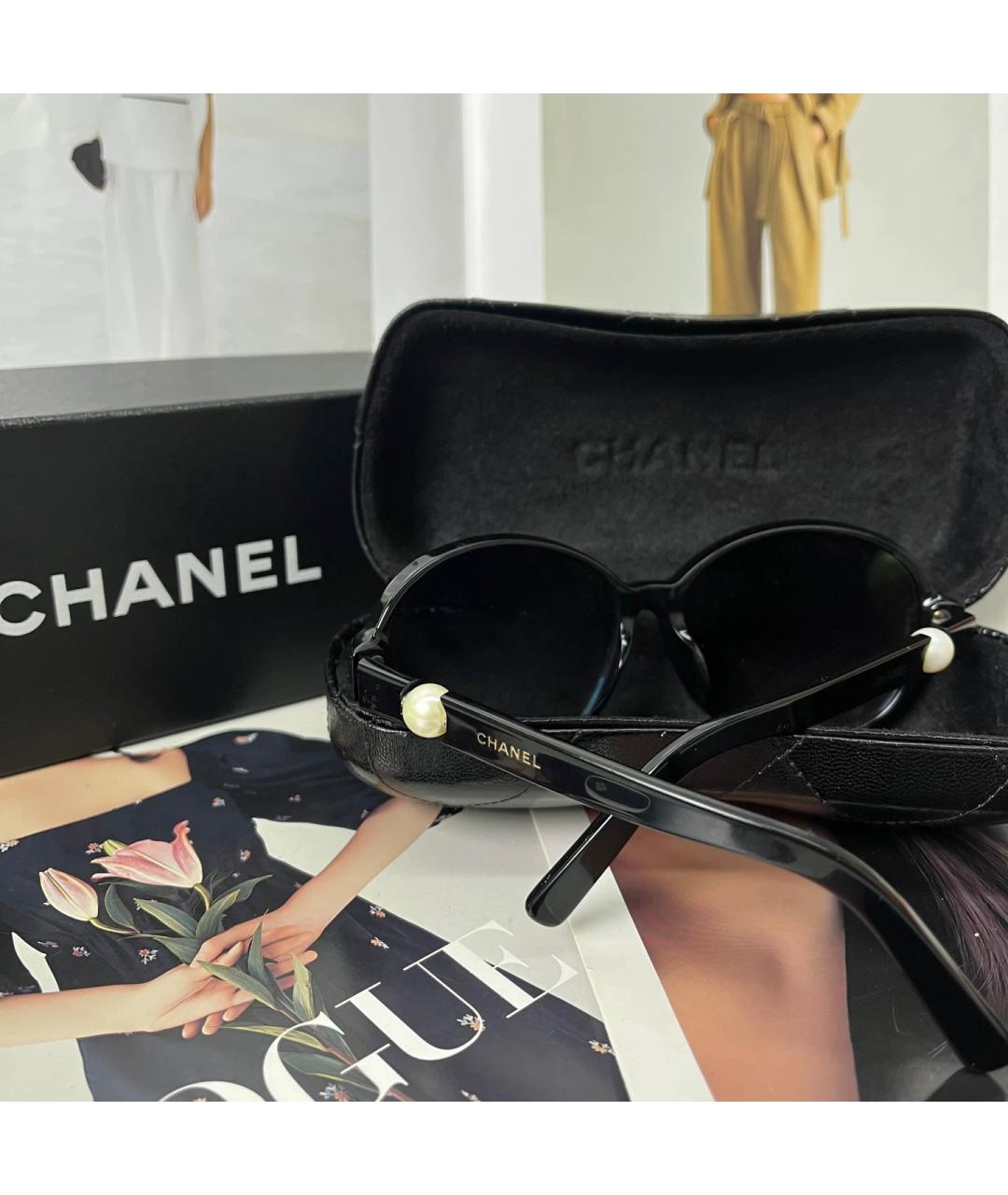 CHANEL Черные пластиковые солнцезащитные очки, фото 3