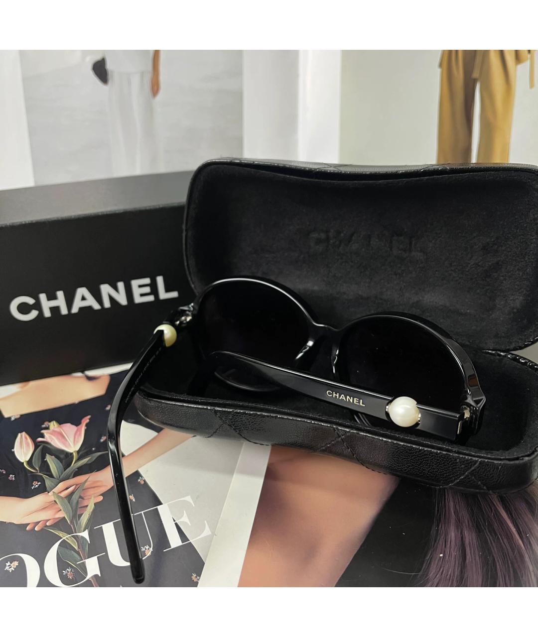 CHANEL Черные пластиковые солнцезащитные очки, фото 4